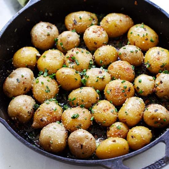 Garlic Chive Butter Roasted Potatoe