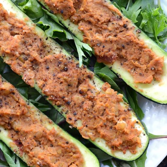 Chickpea Stuffed Zucchini