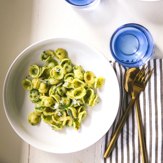 wild garlic pesto orecchiette