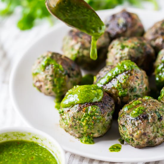 chimichurri whole30 meatballs