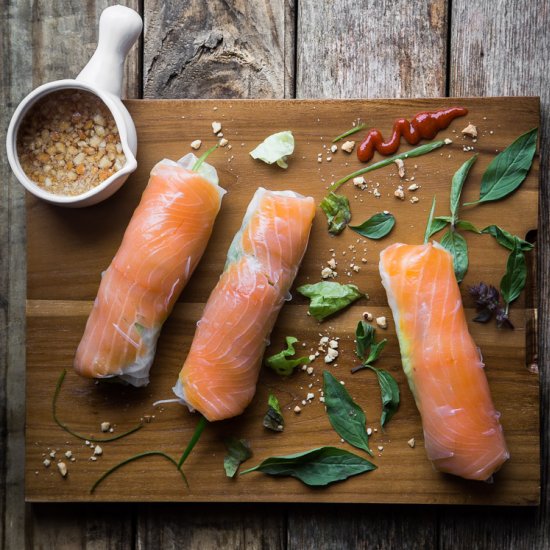 Smoked Salmon Fresh Spring Rolls