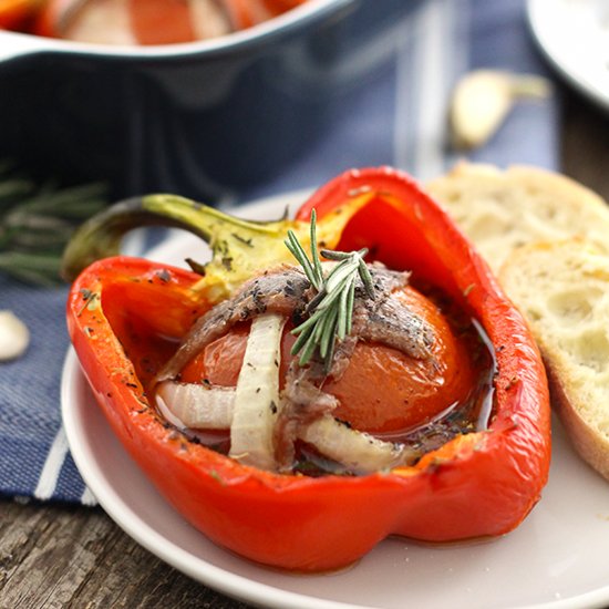 Tomato Garlic Stuffed Peppers