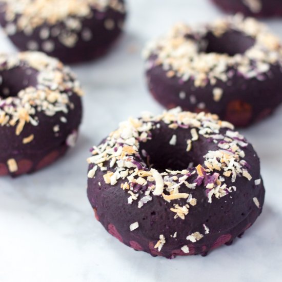 Baked Ube Coconut Doughnuts