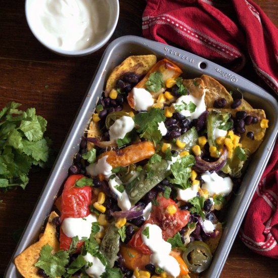 Roasted Pepper & Black Bean Nachos