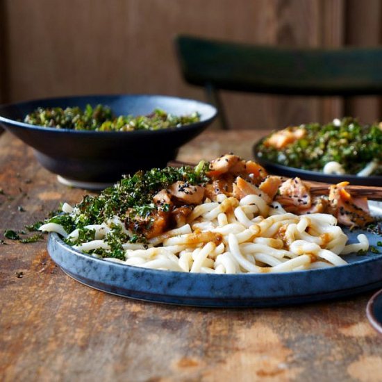 Miso Salmon w/ Kale & Udon Noodles