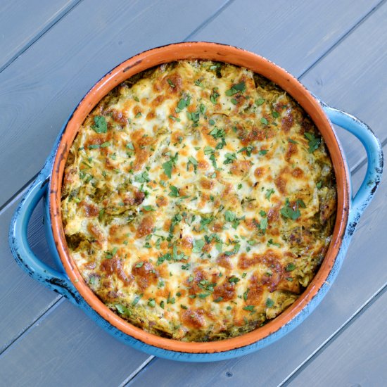 Verde Chicken Enchilada Casserole