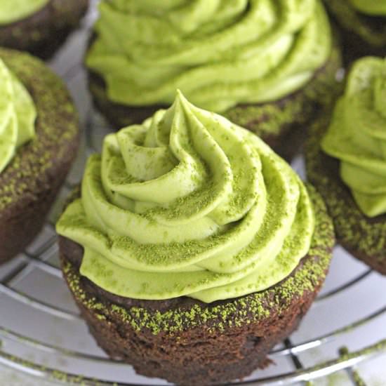 Chocolate Matcha Cookie Cups