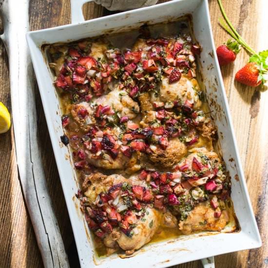 Roasted Strawberry Rhubarb Chicken