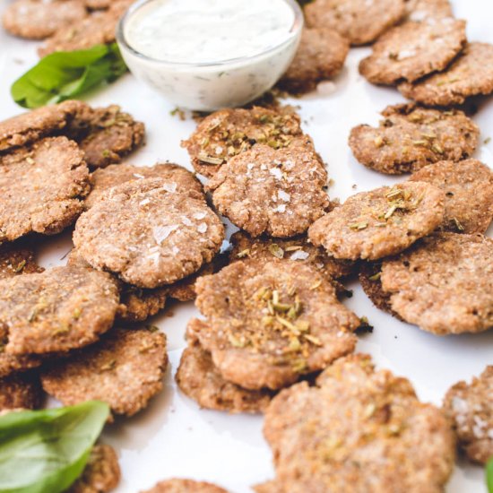 Olive Oil Crackers and Basil Dip