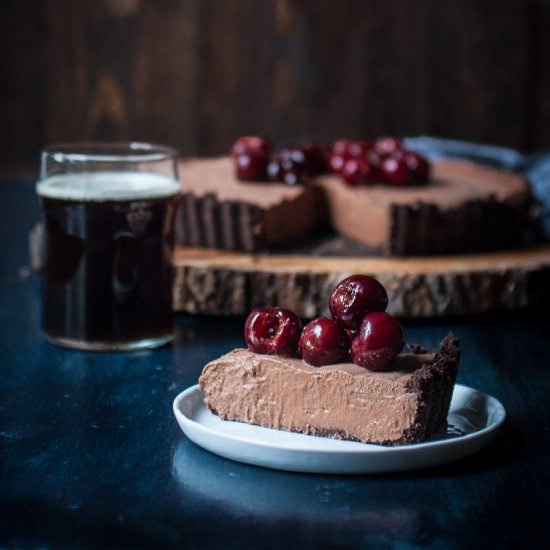 Chocolate Cherry Stout Mousse Tart