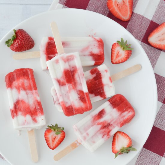 Strawberry Coconut Swirl Popsicles