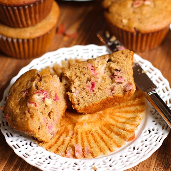 Strawberry Rhubarb Wheat Muffins