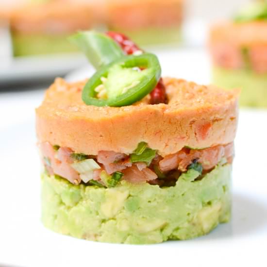 Salmon, Hummus, & Avocado Stacks