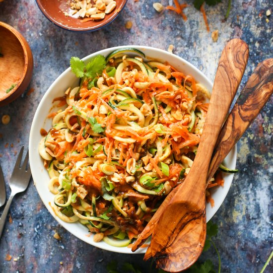 Raw Peanut Zoodle Salad