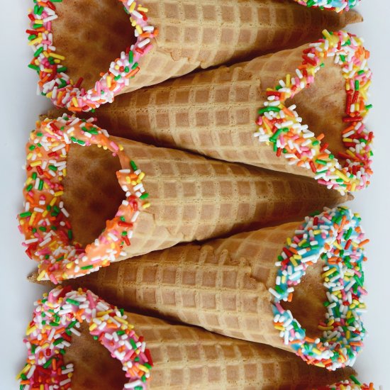 Rainbow Dipped Waffle Cones