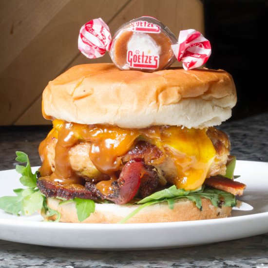 Caramel Apple Bacon Cheddar Burger