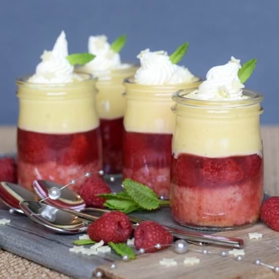 Raspberry & White Chocolate Trifles