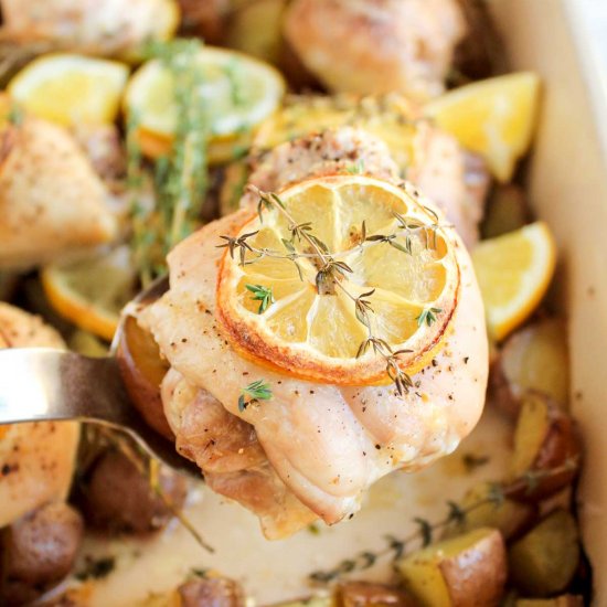 One Pan Lemon Thyme Roasted Chicken