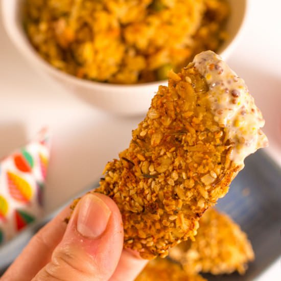 Crunchy oat chicken strips