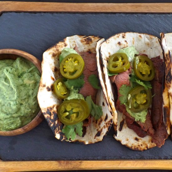 Steak Taco’s with avocado sauce