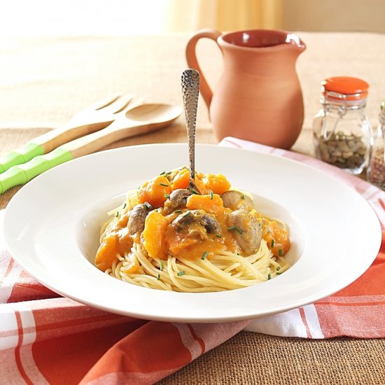 Squash and Mushroom Spaghetti