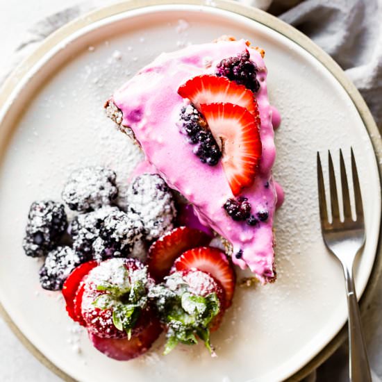 Berry Yogurt Frosted Flourless Cake