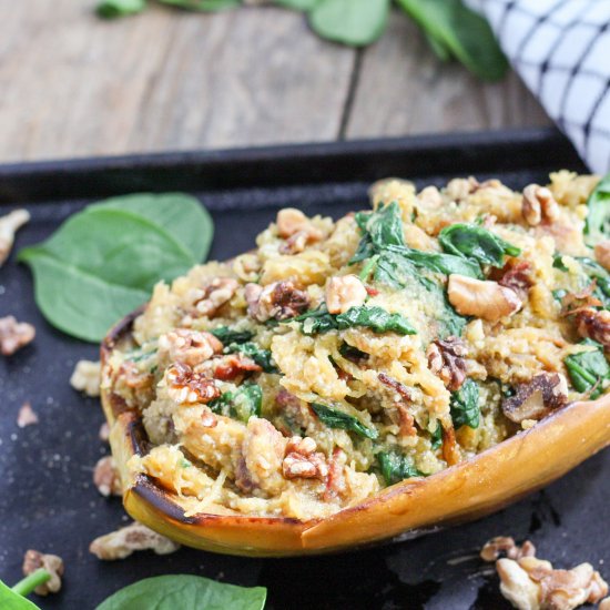 Parmesan Spinach Bacon Squash Boat