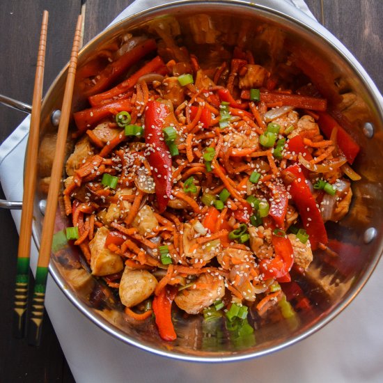 Sprialized Carrot & Chicken Stirfry