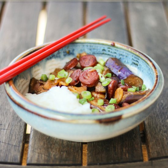 Spicy Eggplant and Sausage Stir Fry