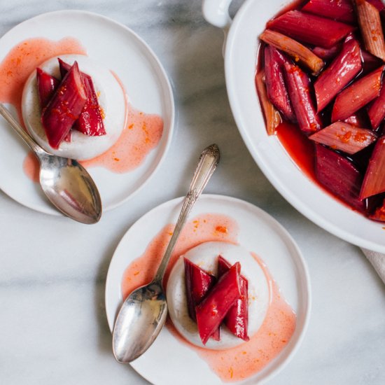 Panna Cotta with Roasted Rhubarb