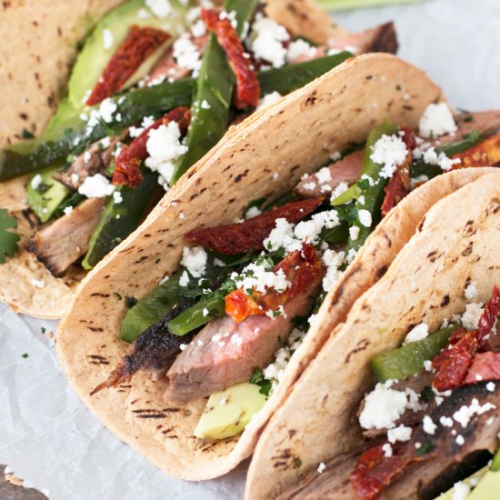 Grilled Flank Steak Poblano Tacos