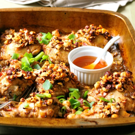 Saffron, hazelnut and honey chicken