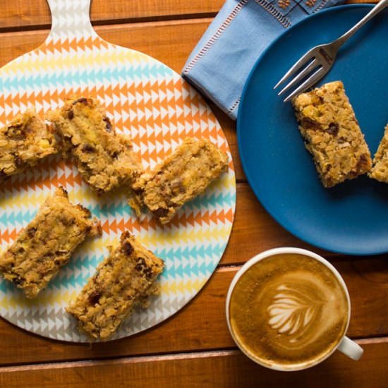 Tropical banana pineapple oat bars