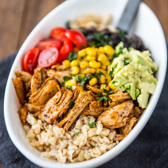 Meal Prep Chicken Burrito Bowls