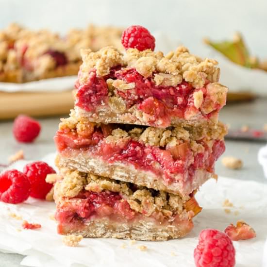 Raspberry Rhubarb Crisp Bars