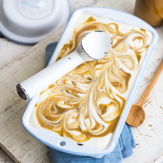 Miso Butterscotch Swirl Ice Cream