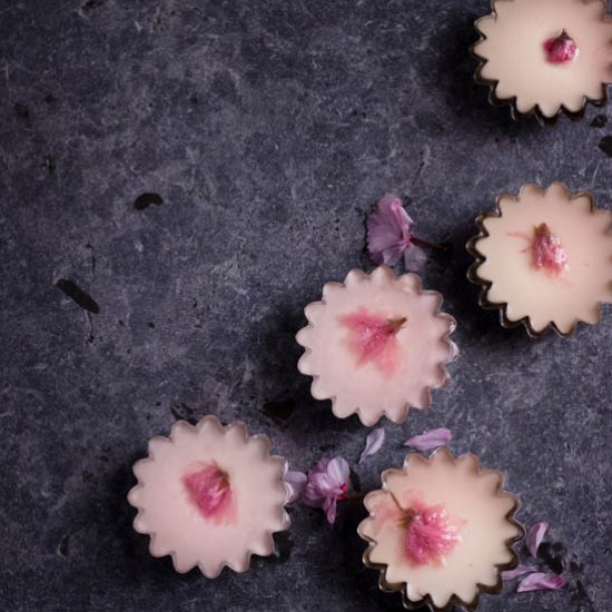 Sakura and Strawberry Panna Cotta