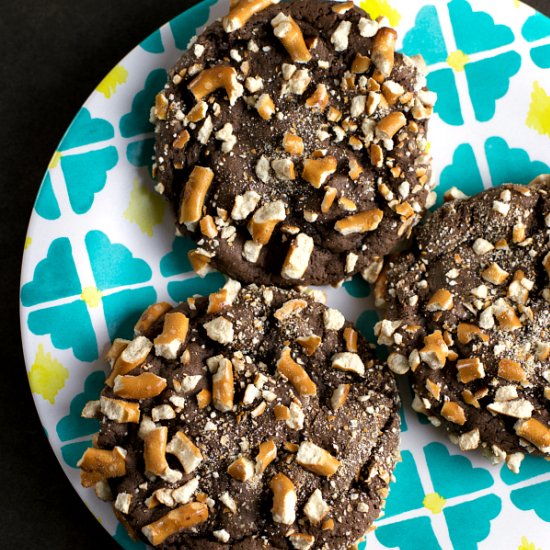 Pretzel Crusted Chocolate Cookies