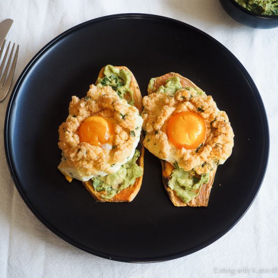 Cloud Eggs and Sweet Potato Toast