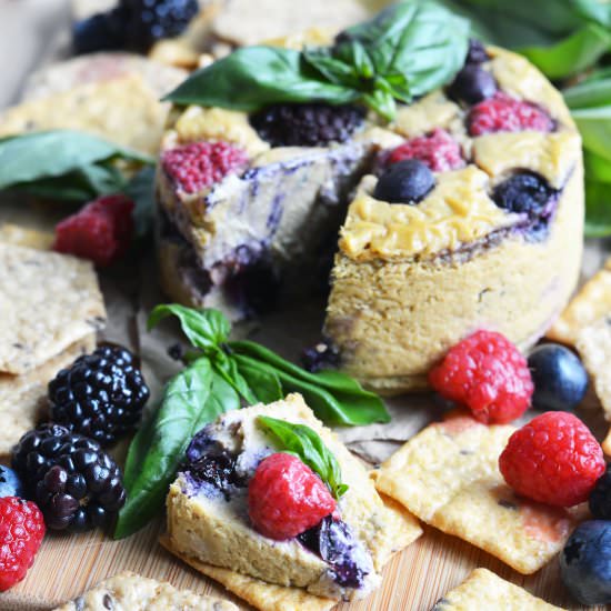 Vegan Baked Berry-Basil Cheese