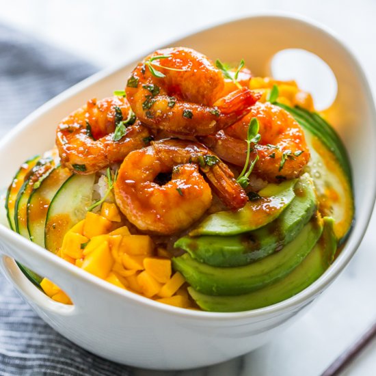 Honey Sriracha Shrimp Sushi Bowls