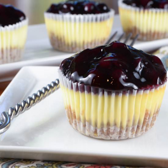 Mini Lemon-Blueberry Cheesecakes