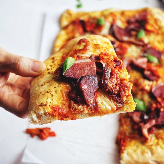 Roast Duck and Kimchi Pizza