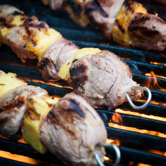 Pork tenderloin and pineapple kabob