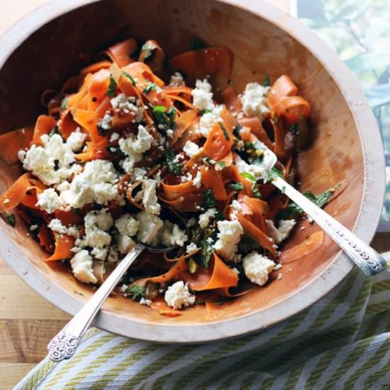 Carrot, feta and pistachio salad