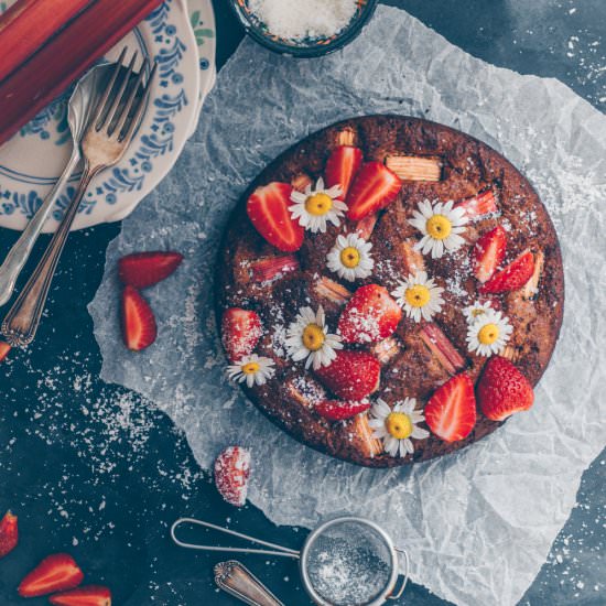 Vegan Rhubarb Almond Cake