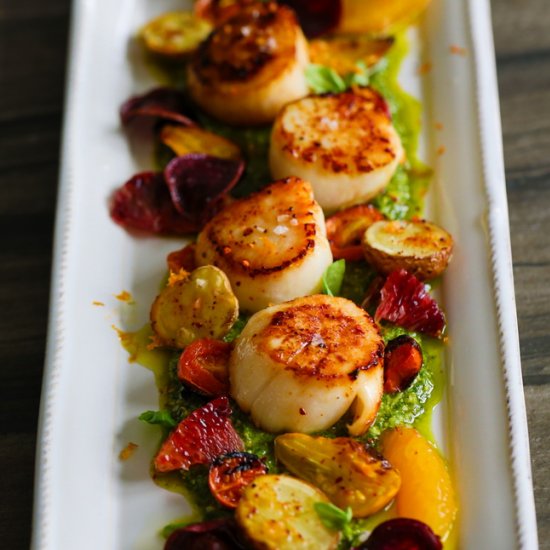 Seared Scallops with Pesto