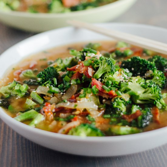 Simple Miso Soup Bowl with Broccoli