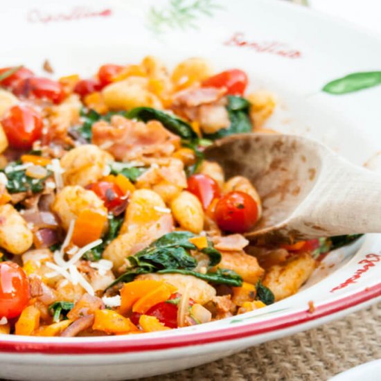 Tomato and Bacon Gnocchi Skillet