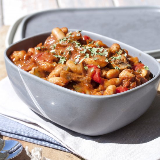 Mushroom and Capsicum Baked Beans